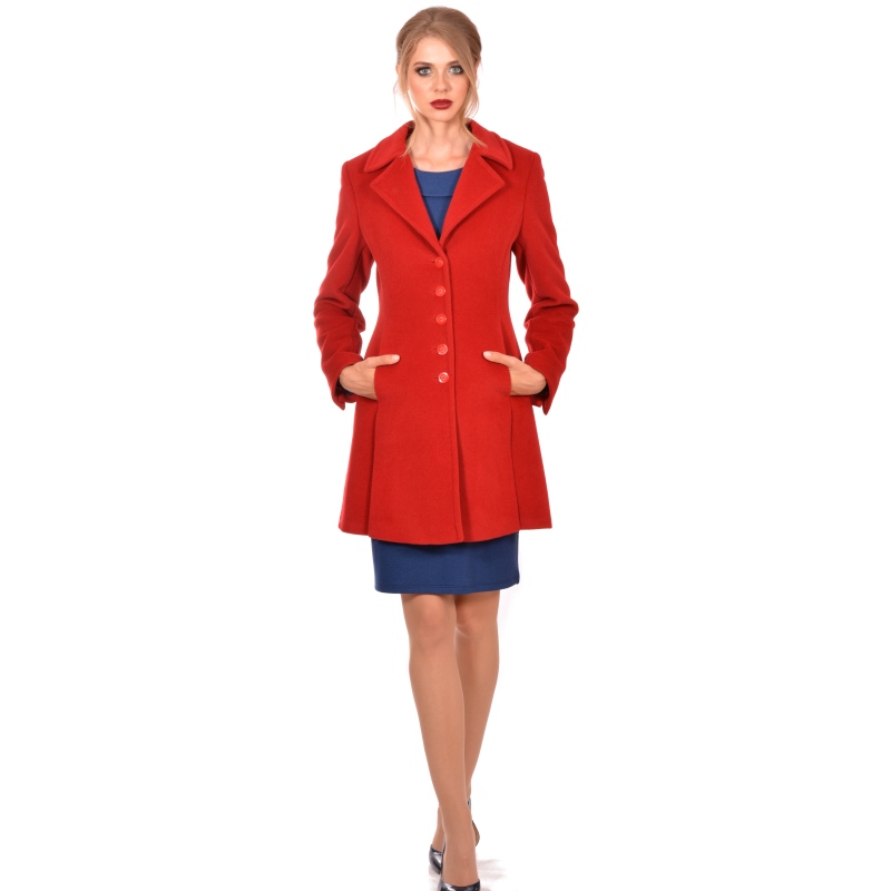Womens red coat wool and cashmere with natural fur - Lady M Marija modna odjeća - Maria Fashion company - Collection Autumn/Winter 2018-19